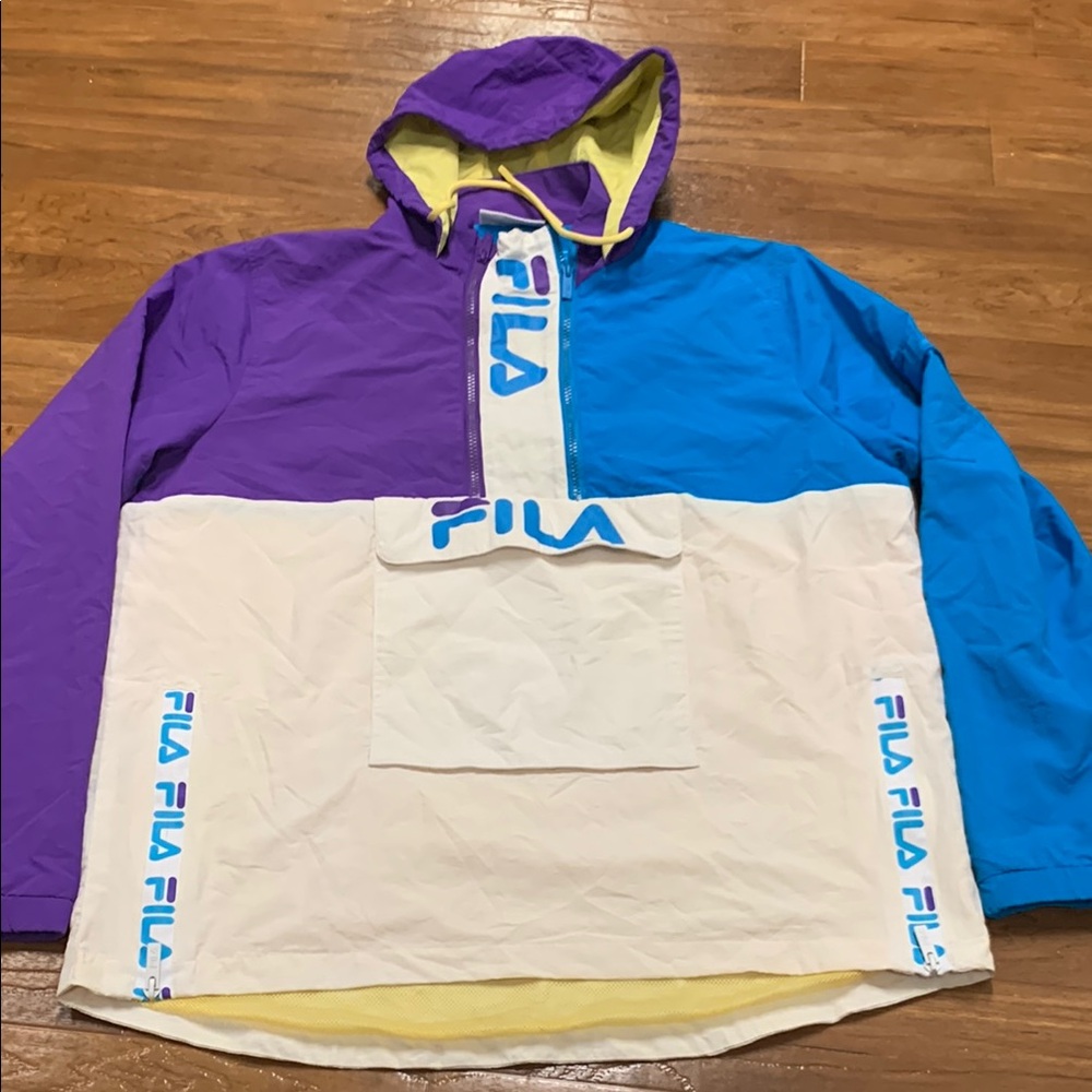 FILA Colorblock Hooded Anorak Pullover Jacket